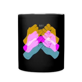 Freundschaft BFF Best Friends Forever - Tasse einfarbig - Schwarz - Vorne