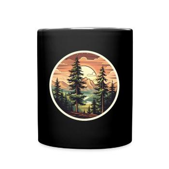 Sapin au coucher du soleil – Natur Design - Mug uni - noir - Devant