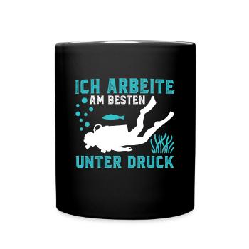 ich arbeite am besten unter druck - Tasse einfarbig - Schwarz - Vorne