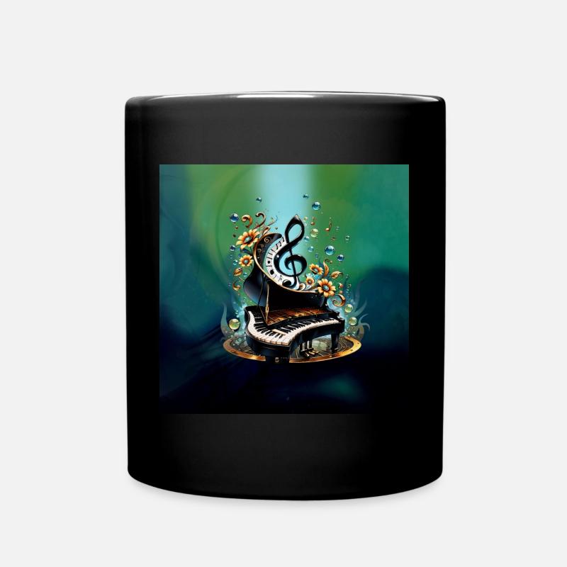 Wunderschönes geschwungenes Fantasy-Klavier - Tasse einfarbig - Schwarz