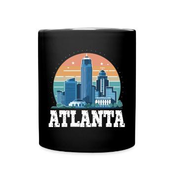 Atlanta Skyline Sonnenuntergang Stadtbild - Tasse einfarbig - Schwarz - Vorne