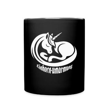 Einhornumarmung - Tasse einfarbig - Schwarz - Vorne