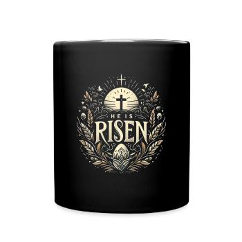 Er ist Auferstanden Kreuz & Licht - Tasse einfarbig - Schwarz - Vorne