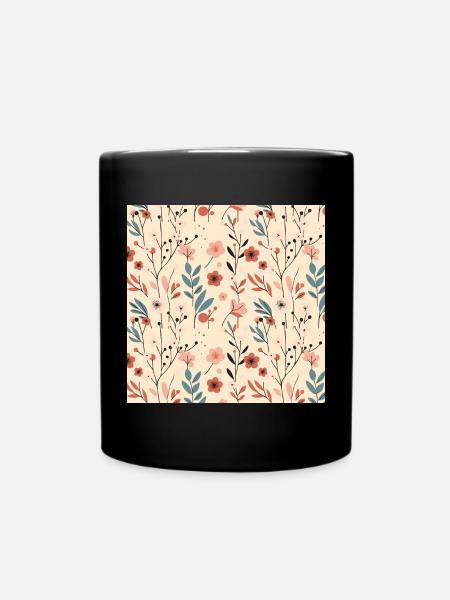 Floral Floral Pattern Spring Summer Flowers 2 - Full Colour Mug - black