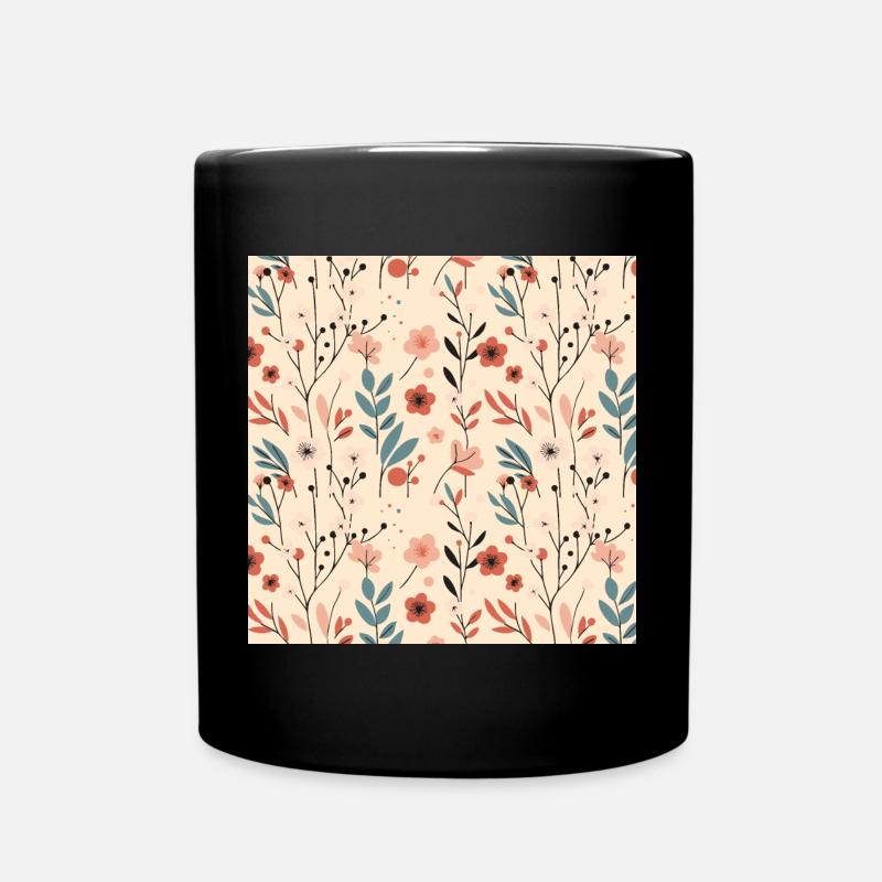 Floral Motif Floral Printemps Été Fleurs 2 - Mug uni - noir