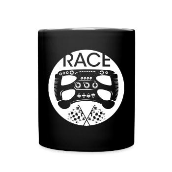 Race Steering Wheel Formula Logo Racing Cup Series - Full Colour Mug - black - Front