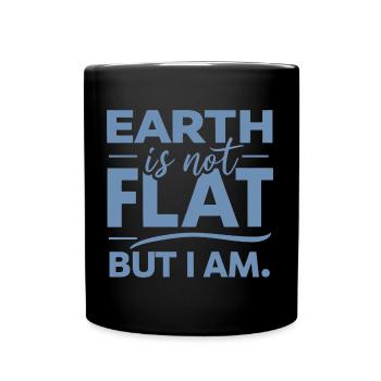 Satire Flat Earth Ironic Jokes - Full Colour Mug - black - Front