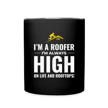 Roofer Roofing Roof Repair Mechanic Contractor - Full Colour Mug - black - Front