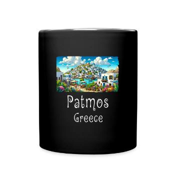 Patmos, Grèce, île de vacances, plage - Mug uni - noir - Devant