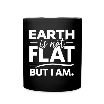 Satire Flat Earth Ironic Jokes - Full Colour Mug - black - Front