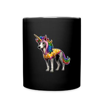 Whippet im Einhorn-Anzug - Tasse einfarbig - Schwarz - Vorne