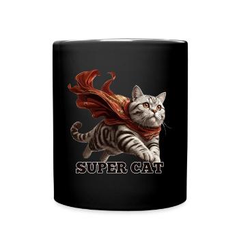 Super chat British Shorthair BKH Tabby - Mug uni - noir - Devant