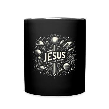 Jesus Kommt Bald – Kosmische Vision - Tasse einfarbig - Schwarz - Vorne
