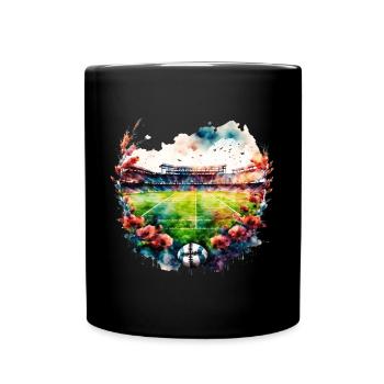 Stade de football vide avec des fleurs Fussball Stadion - Mug uni - noir - Devant