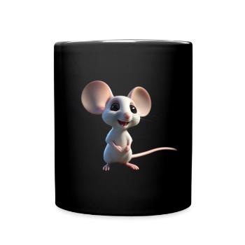 Whimsical White Mouse Charm - Full Colour Mug - black - Front