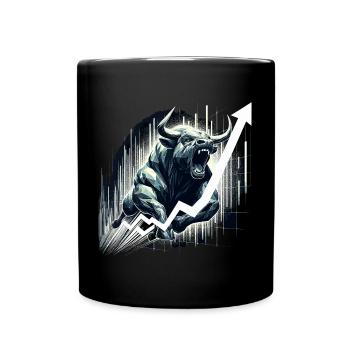 Stier Bulle Aktien Geometrie Wallstreet Geschenk - Tasse einfarbig - Schwarz - Vorne