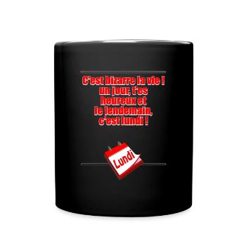 Morgen ist Montag - Tasse einfarbig - Schwarz - Vorne