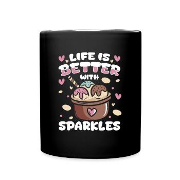 Crème glacée gaufre cornet de crème glacée - Mug uni - noir - Devant