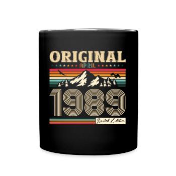 35th Birthday Husband Original April Vintage 1989 - Full Colour Mug - black - Front