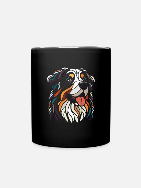 Tête de chien bouvier bernois multicolore art géom - Mug uni - noir