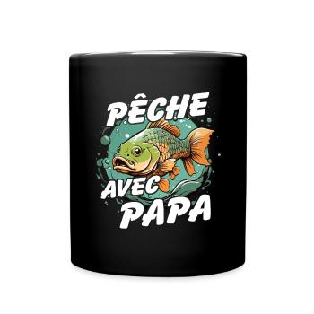 Pêcher avec papa. Motif de pêche coloré - Mug uni - noir - Devant