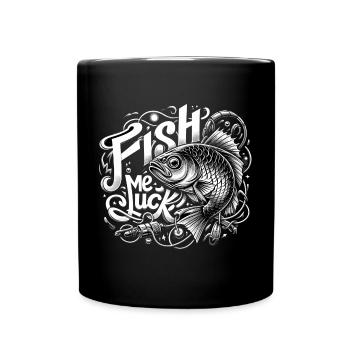 Fish Me Lucky Fishing Gift - Full Colour Mug - black - Front