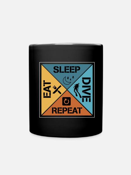 Eat sleep dive repeat - Tasse einfarbig - Schwarz