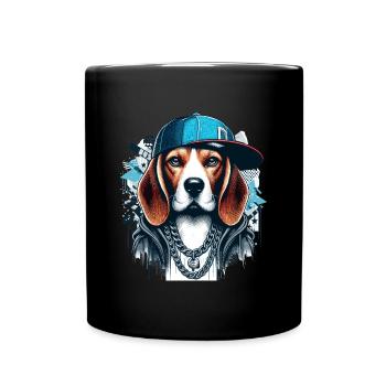 Beagle Gangsta Hund Cappy Geschenk - Tasse einfarbig - Schwarz - Vorne