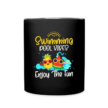 Vacances à la piscine Baignade - Mug uni - noir - Devant
