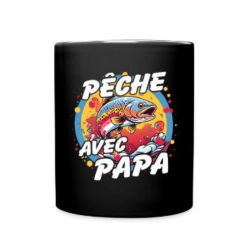 Pêche avec papa - Mug uni - noir - Devant