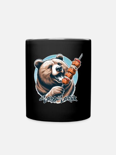 Schaschlik Fleischspieß Bär Geschenk - Tasse einfarbig - Schwarz