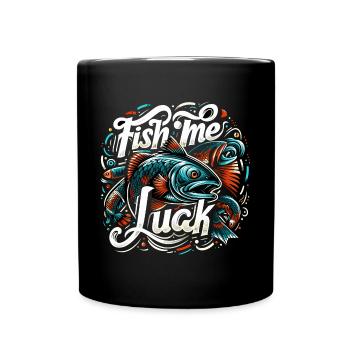 Fish Me Lucky Fishing Gift - Full Colour Mug - black - Front