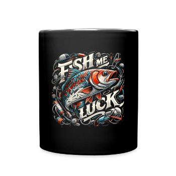 Fish Me Lucky Fishing Gift - Full Colour Mug - black - Front