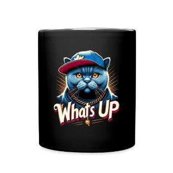BKH Britisch Kurzhaar Blue Katze Gangsta Geschenk - Tasse einfarbig - Schwarz - Vorne