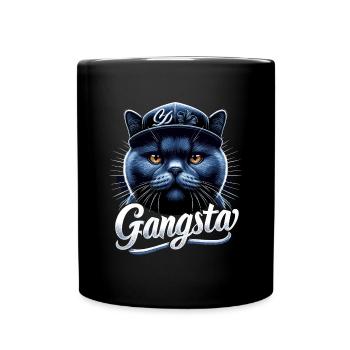 BKH British Shorthair Blue Cat Gangsta Gangster - Full Colour Mug - black - Front