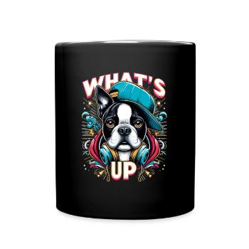 Boston Terrier Gangster Que se passe-t-il cadeau pour chien - Mug uni - noir - Devant