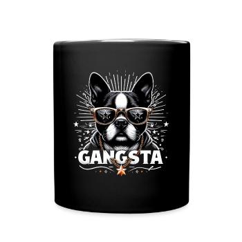 Boston Terrier Gangsta Gangster chien cadeau - Mug uni - noir - Devant