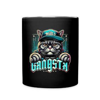 BKH British Shorthair Cat Tabby Gangsta Gangs - Mug uni - noir - Devant