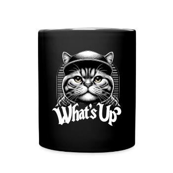 BKH Britisch Kurzhaar Katze getigert Was geht ab - Tasse einfarbig - Schwarz - Vorne