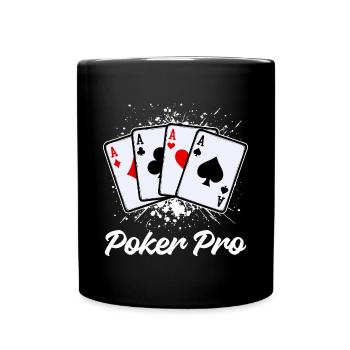 Jeu de cartes de casino Poker professionnel - Mug uni - noir - Devant
