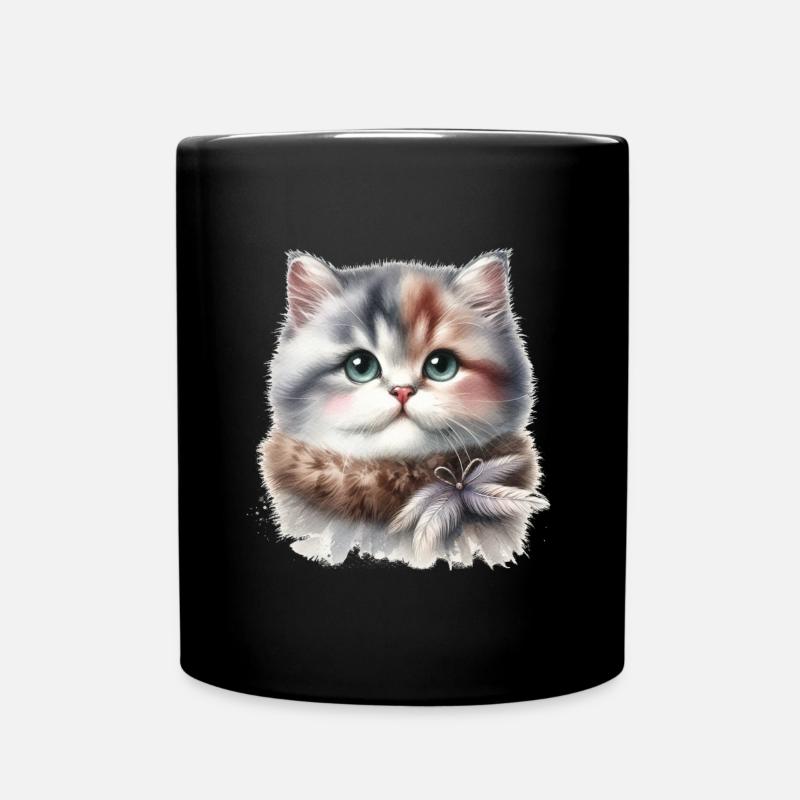 Cute Cat - Full Colour Mug - black