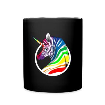 Regenbogen Einhorn Zebra - Tasse einfarbig - Schwarz - Vorne