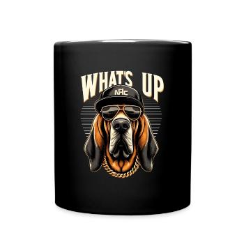 Bloodhound Was geht ab Gangsta Hund Geschenk - Tasse einfarbig - Schwarz - Vorne