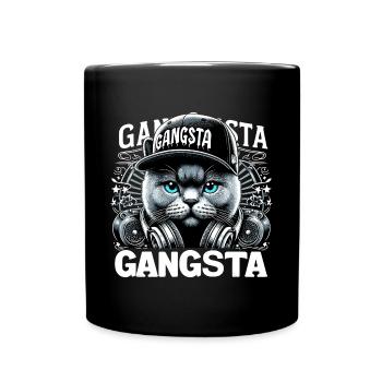 BKH British Shorthair Blue Cat Gangsta Gangster - Full Colour Mug - black - Front