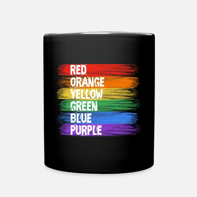 Rainbow Colors Stripe Art - Full Colour Mug - black