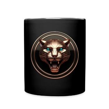 Futuristischer Tech-Panther Gold - Tasse einfarbig - Schwarz - Vorne
