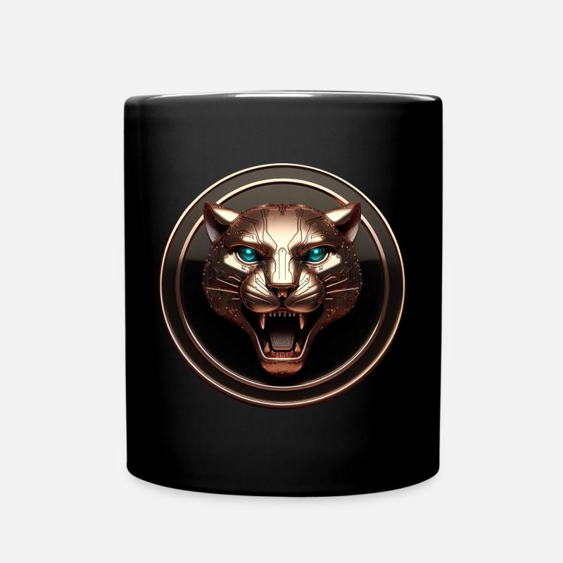 Futuristic Tech Panther Gold - Full Colour Mug - black