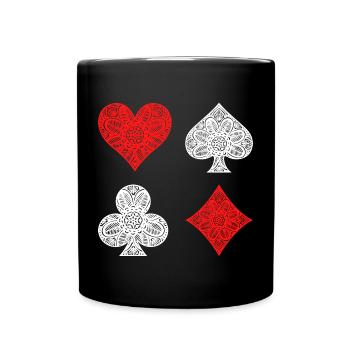 Glücksspiel Roulette Lotterie Poker Zocken Casino - Tasse einfarbig - Schwarz - Vorne