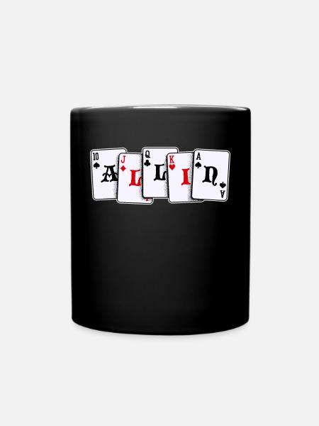 Pokern Casino Kartenspiel Zocken Poker Lotterie - Tasse einfarbig - Schwarz
