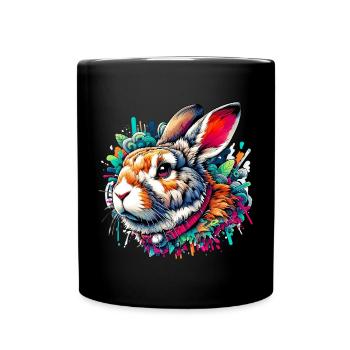 Rabbit - Full Colour Mug - black - Front